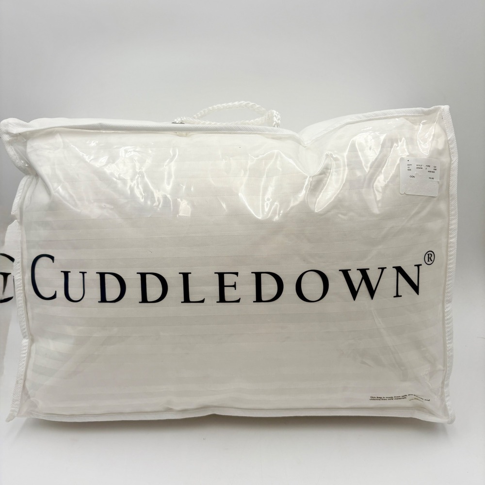 Cuddledown Down Damask Stripe Pillow 700 Fill Power White Duck Down Queen Medium